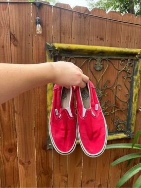 Vans Kids Slip-On Sneakers in Bright Red Canvas
